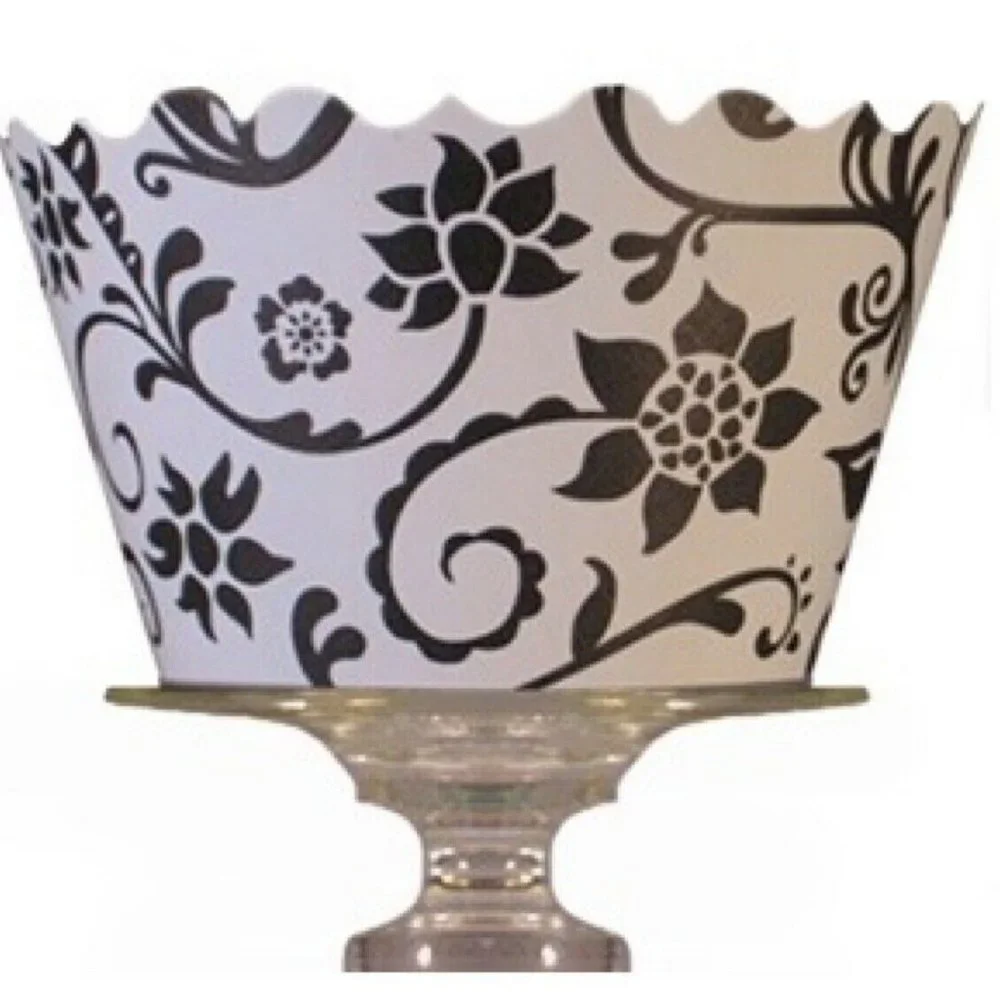 Bella Cupcake Couture Black White Floral Wrapper